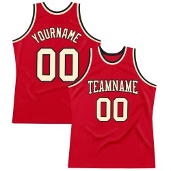 Red Throwback Authentic Cream-Black Jersey Basketball Custom