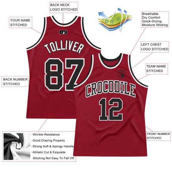Throwback Maroon Authentic Basketball Black-White Custom Jersey Throwback Maroon Authentic Basketball Black-White Custom Jersey