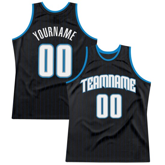 Pinstripe Jersey Basketball Black Royal Custom White-Blue Authentic Pinstripe Jersey Basketball Black Royal Custom White-Blue Authentic