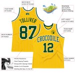 Basketball Authentic Custom Pinstripe Jersey Green White Gold Basketball Authentic Custom Pinstripe Jersey Green White Gold