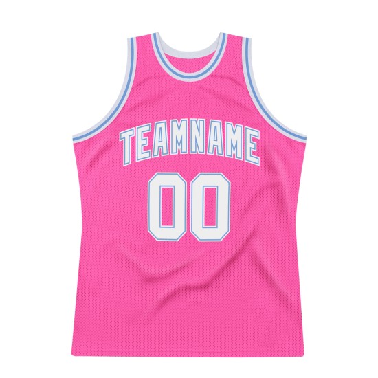 Jersey Blue Pink Basketball Custom White-Light Authentic Throwback Jersey Blue Pink Basketball Custom White-Light Authentic Throwback