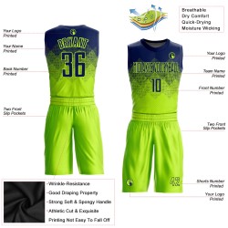 Neon Suit Neck Round Sublimation Jersey Green Custom Navy Basketball