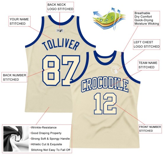 Authentic Cream Throwback Custom Basketball Cream-Royal Jersey Authentic Cream Throwback Custom Basketball Cream-Royal Jersey