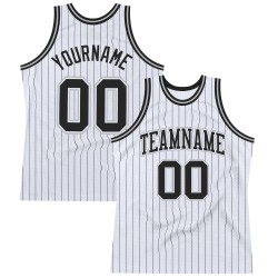 Basketball Jersey Pinstripe Black-Gray Custom Authentic Black White